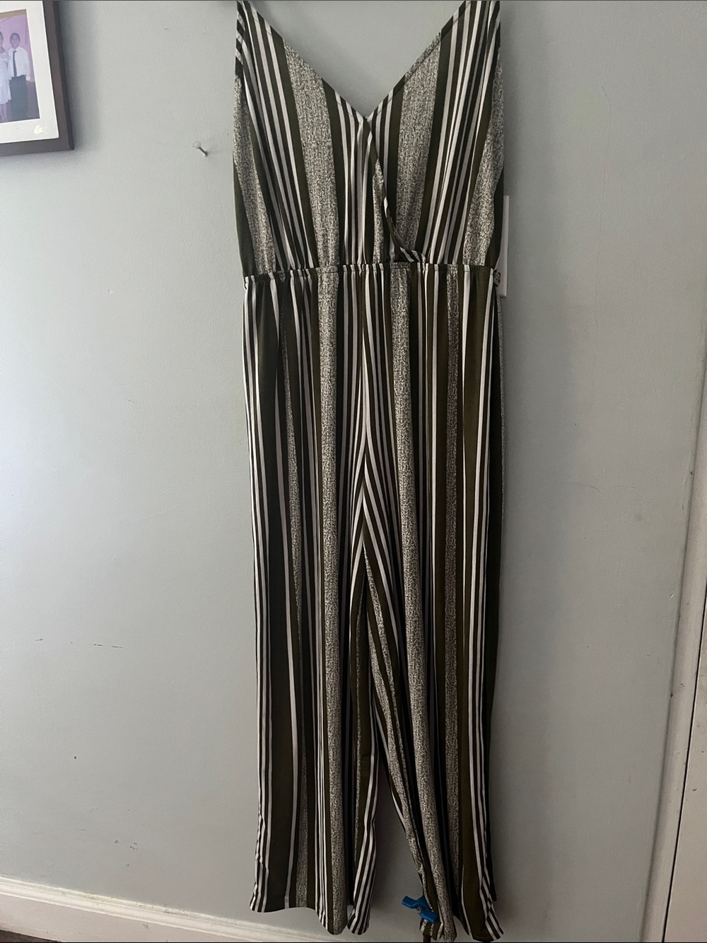 mine Black and White One-Shoulder Striped Jumpsuit